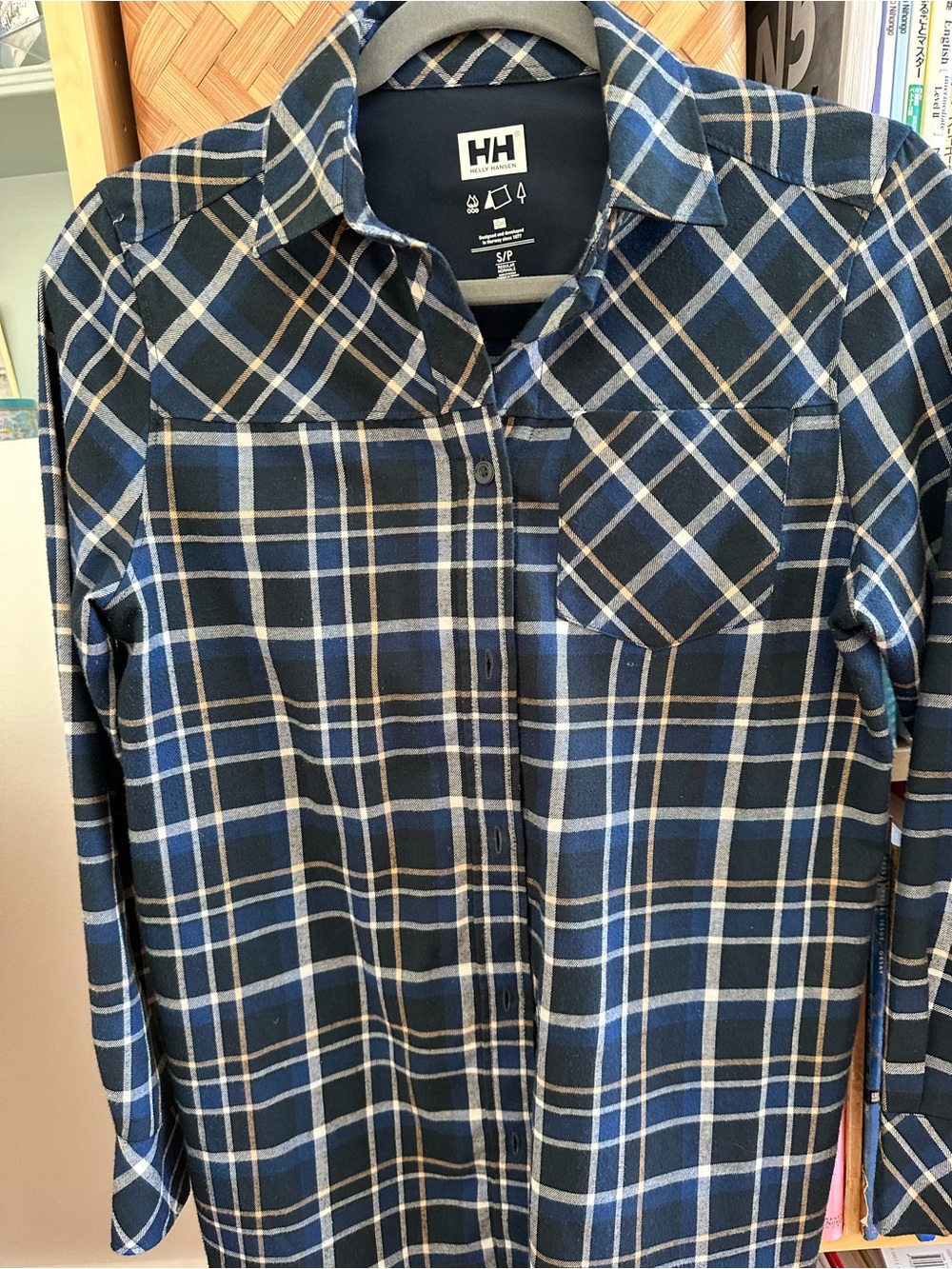 Helly Hansen Women’s Navy and White Plaid Button-Down Shirt